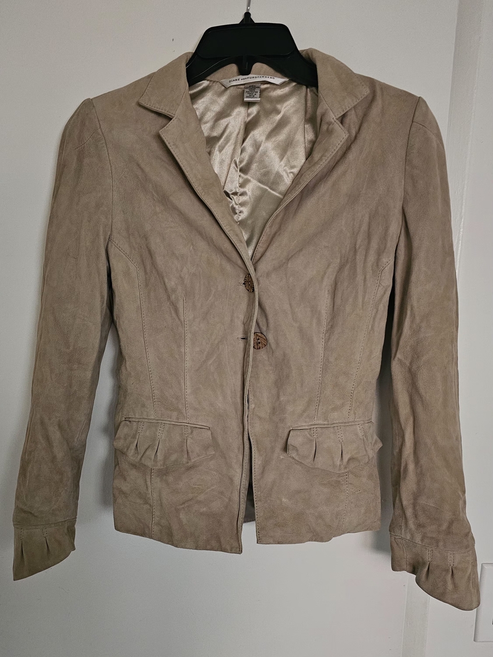 Diane Von Furstenberg Taupe Suede Tailored Jacket
